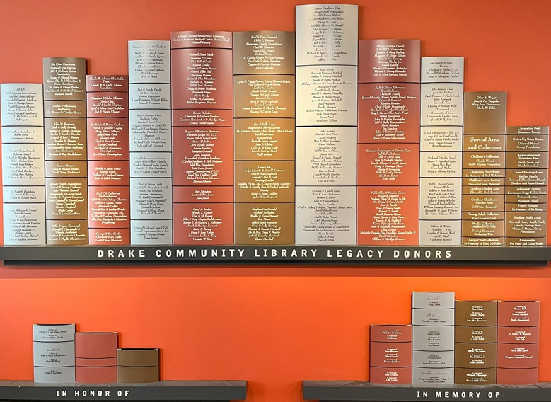 wall display of donor names