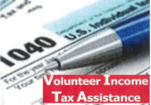 Tax form with text that reads "Volunteer Income Tax Assistance"