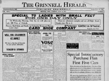 Grinnell Herald front page, June 30, 1914