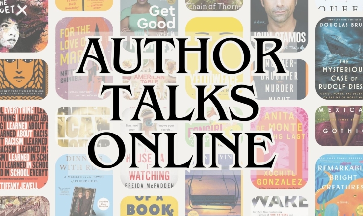Author Talks Online with book covers 