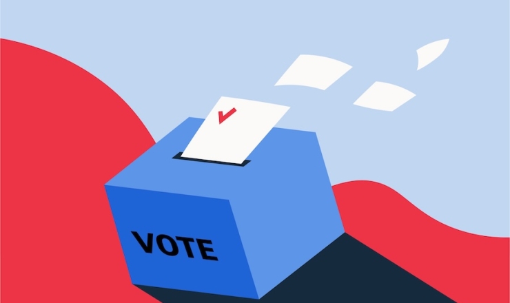 Voting Ballot Box with voting slips being added