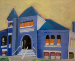 chalk pastel of Stewart Library